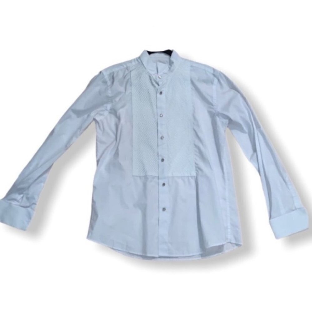 Sartoria Asa man white button down slim fit dress shirt size Large